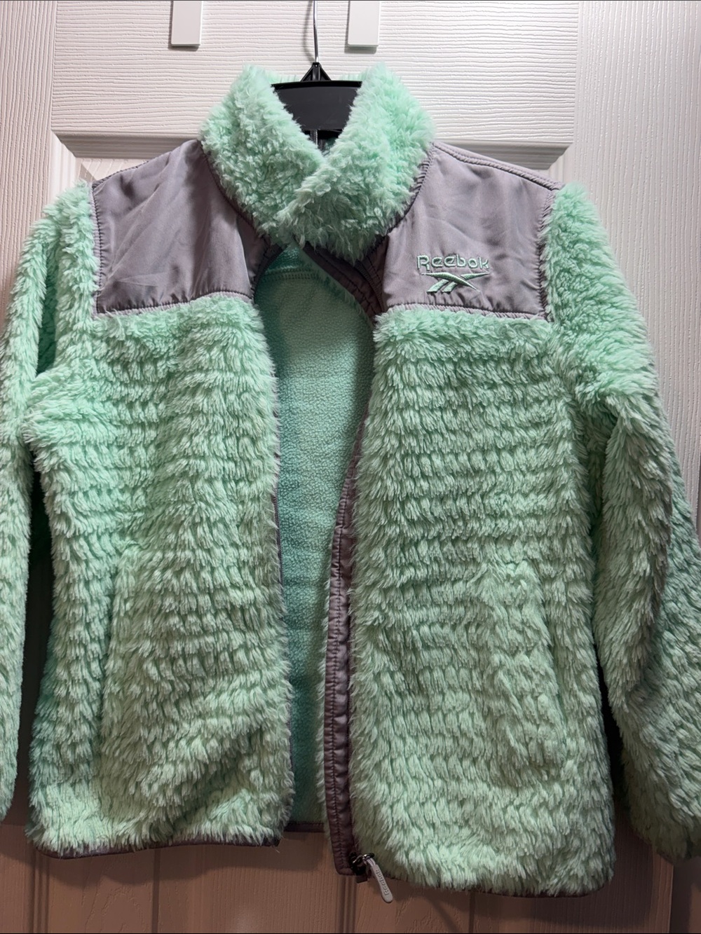 Reebok kids Mint Green Fuzzy Sherpa Jacket